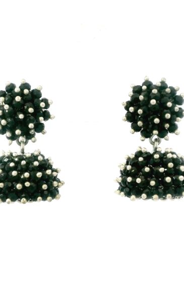 Gehna Jaipur Black Spinel Color Zircon Beads Jhumki Style Earrings For Girls & Women GE03-1222