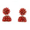 Gehna Jaipur Red Color Ruby Zircon Beads Jhumki Style Earrings For Girls & Women GE03-1224