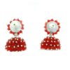 Gehna Jaipur Red Color Ruby Zircon Beads Jhumki Style Earrings For Girls & Women GE03-1224 - Image 4