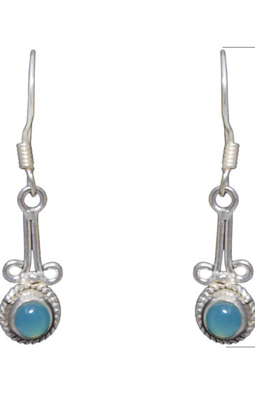 Gehna Jaipur Blue Chalcedony Color Stone Earrings In German Silver  For Girls & Women GE01-1225