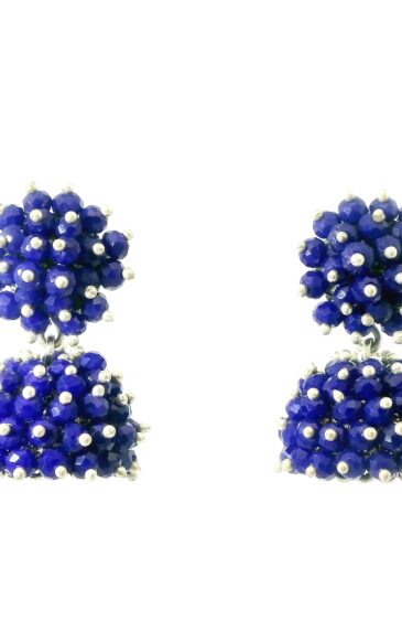 Gehna Jaipur Lapis Lazuli Color Zircon Beads Jhumki Style Earrings For Girls & Women GE03-1226