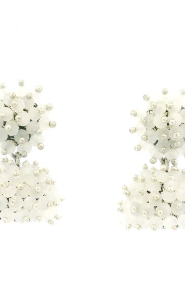 Gehna Jaipur White Moonstone Zircon Beads Jhumki Style Earrings For Girls & Women GE03-1227