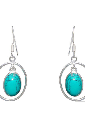 Gehna Jaipur Turquoise Color Stone Studded Earrings In German Silver  For Girls & Women GE01-1228