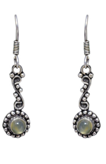 Gehna Jaipur Natural Prehnite Color Stone Earrings In German Silver  For Girls & Women GE01-1230