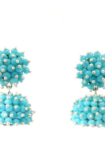 Gehna Jaipur Turquoise Zircon Beads Jhumki Style Earrings For Girls & Women GE03-1230