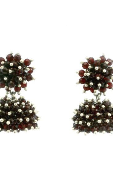 Gehna Jaipur Red Garnet Zircon Beads Jhumki Style Earrings For Girls & Women GE03-1231