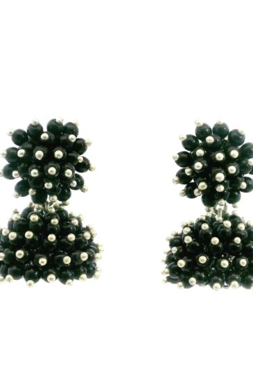 Gehna Jaipur Black Onyx Color Zircon Beads Jhumki Earring For Girls & Women GE03-1235