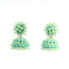 Gehna Jaipur Turquoise & Green Chalcedony Zircon Beads Jhumki Earrings For Girls & Women GE03-1236