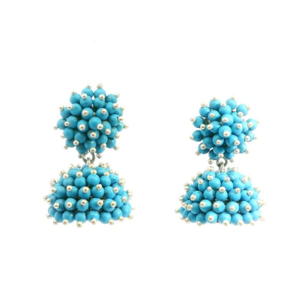 Gehna Jaipur Turquoise Color Zircon Beads Jhumki Style Earrings For Girls & Women GE03-1240