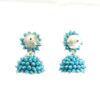 Gehna Jaipur Turquoise Color Zircon Beads Jhumki Style Earrings For Girls & Women GE03-1240 - Image 5