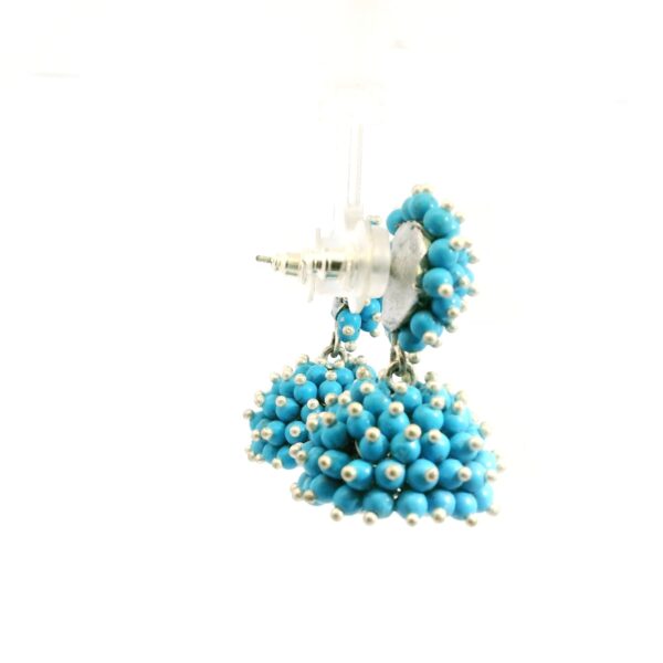 Gehna Jaipur Turquoise Color Zircon Beads Jhumki Style Earrings For Girls & Women GE03-1240 - Image 4