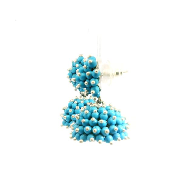 Gehna Jaipur Turquoise Color Zircon Beads Jhumki Style Earrings For Girls & Women GE03-1240 - Image 3