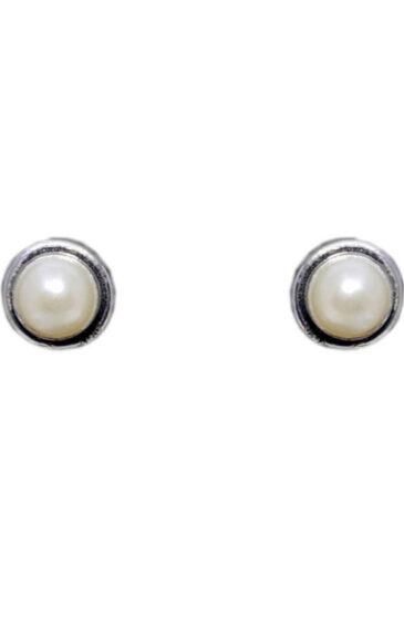 Gehna Jaipur Natural White Pearl Stud Earrings In German Silver  For Girls & Women GE01-1242