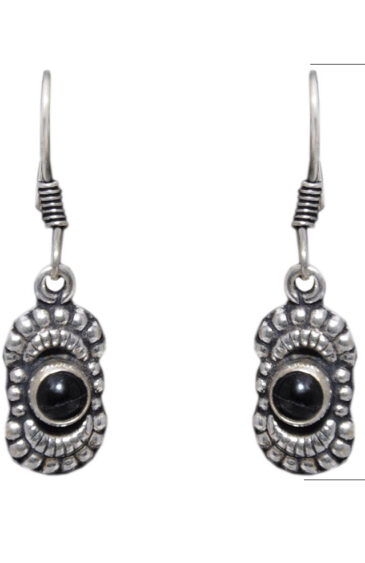 Gehna Jaipur Black Spinel Color Stone Earrings In German Silver  For Girls & Women GE01-1243