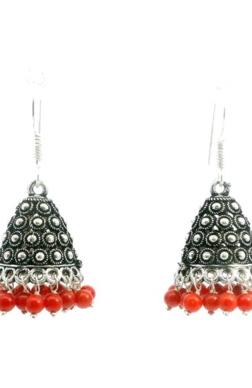 Gehna Jaipur Red Jasper Color Bead Jhumki Earrings For Girls & Women GE03-1243