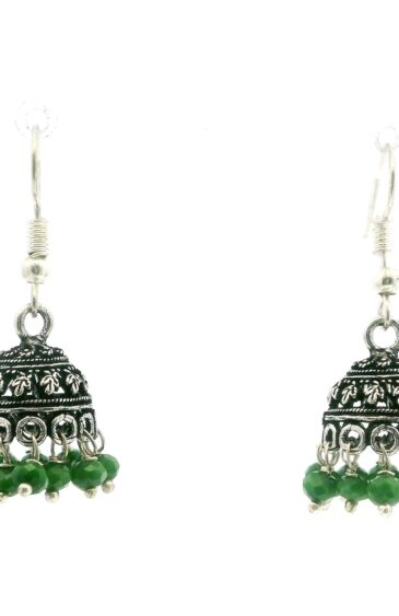 Gehna Jaipur Emerald Zircon Beads Jhumki Style Earrings For Girls & Women GE03-1246