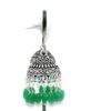 Gehna Jaipur Pearl & Emerald Color Stone Jhumki Style Earrings Silver Plated For Girls & Women GE03-1247 - Image 5