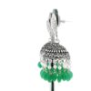 Gehna Jaipur Pearl & Emerald Color Stone Jhumki Style Earrings Silver Plated For Girls & Women GE03-1247 - Image 4