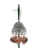 Gehna Jaipur Pearl & Garnet Color Stone Jhumki Style Earrings Silver Plated  For Girls & Women GE03-1248 - Image 5