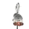 Gehna Jaipur Pearl & Garnet Color Stone Jhumki Style Earrings Silver Plated  For Girls & Women GE03-1248 - Image 4