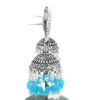 Gehna Jaipur Pearl & Blue Chalcedony Color Stone Jhumki Style Earrings Silver Plated  For Girls & Women GE03-1251 - Image 3