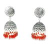 Gehna Jaipur Pearl & Red Onyx Color Stone Jhumki Style Earrings Silver Plated  For Girls & Women GE03-1252