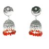 Gehna Jaipur Pearl & Red Onyx Color Stone Jhumki Style Earrings Silver Plated  For Girls & Women GE03-1252 - Image 5