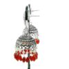 Gehna Jaipur Pearl & Red Onyx Color Stone Jhumki Style Earrings Silver Plated  For Girls & Women GE03-1252 - Image 3