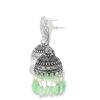 Gehna Jaipur Pearl & Green Flourite Color Stone Jhumki Style Earrings Silver Plated  For Girls & Women GE03-1254 - Image 5