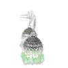 Gehna Jaipur Pearl & Green Flourite Color Stone Jhumki Style Earrings Silver Plated  For Girls & Women GE03-1254 - Image 4