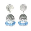 Gehna Jaipur Pearl & Kyanite Color Stone Jhumki Style Earrings Silver Plated  For Girls & Women GE03-1257 - Image 3