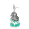 Gehna Jaipur Pearl & Green Onyx Color Stone Jhumki Style Earrings Silver Plated  For Girls & Women GE03-1258 - Image 2