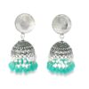 Gehna Jaipur Pearl & Green Onyx Color Stone Jhumki Style Earrings Silver Plated  For Girls & Women GE03-1258 - Image 4
