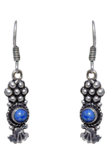 Gehna Jaipur Dumortierite Color Stone Studded Earrings In German Silver  For Girls & Women GE01-1260