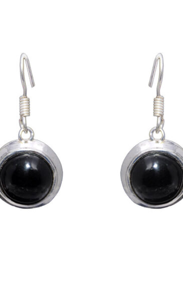 Gehna Jaipur Black Spinel Color Stone Studded Earrings In German Silver  For Girls & Women GE01-1261