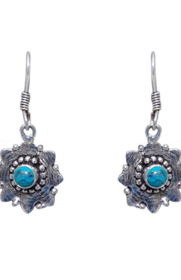 Gehna Jaipur Turquoise Color Stone Earrings In German Silver  For Girls & Women GE01-1266