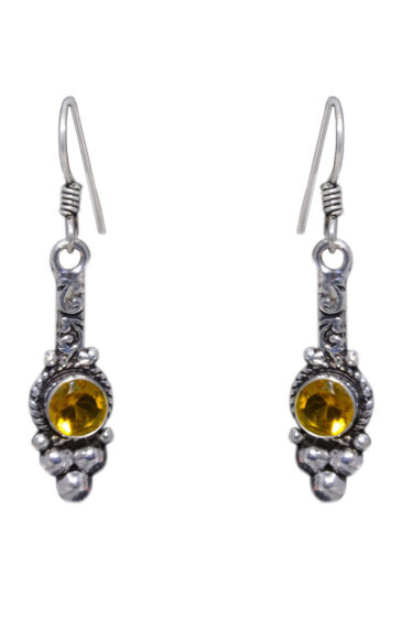 Gehna Jaipur Citrine Color Stone Studded Earrings In German Silver  For Girls & Women GE01-1267