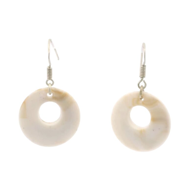 Gehna Jaipur White Color Elegant Circular 925 Silver Earrings  For Girls & Women FE-1269