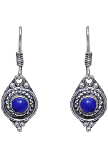 Gehna Jaipur Dumortierite Color Stone Studded Earrings In German Silver  For Girls & Women GE01-1270