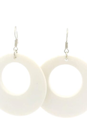 Gehna Jaipur White Color Elegant Hoop Earrings Made In Silver  For Girls & Women FE-1270