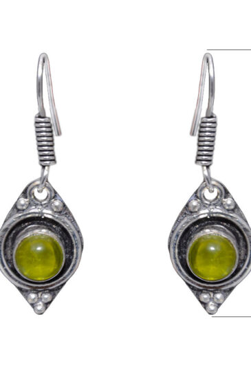 Gehna Jaipur Peridot Color Stone Studded Earrings In German Silver  For Girls & Women GE01-1271