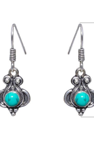 Gehna Jaipur Turquoise Color Stone Earrings In German Silver  For Girls & Women GE01-1272