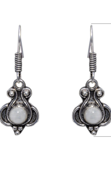 Gehna Jaipur Natural White Moonstone Earrings In German Silver  For Girls & Women GE01-1273