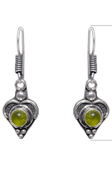 Gehna Jaipur Peridot Color Stone Studded Earrings In German Silver  For Girls & Women GE01-1275