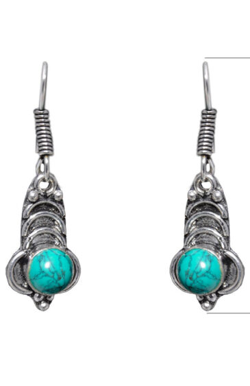 Gehna Jaipur Natural Blue Turquoise Color Stone Earrings In German Silver  For Girls & Women GE01-1276