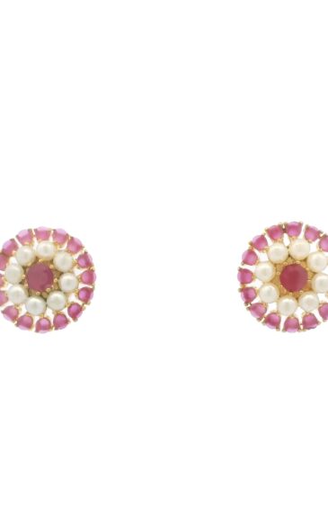 Gehna Jaipur Elegant Pearl And Ruby Earrings  For Girls & Women FE-1278