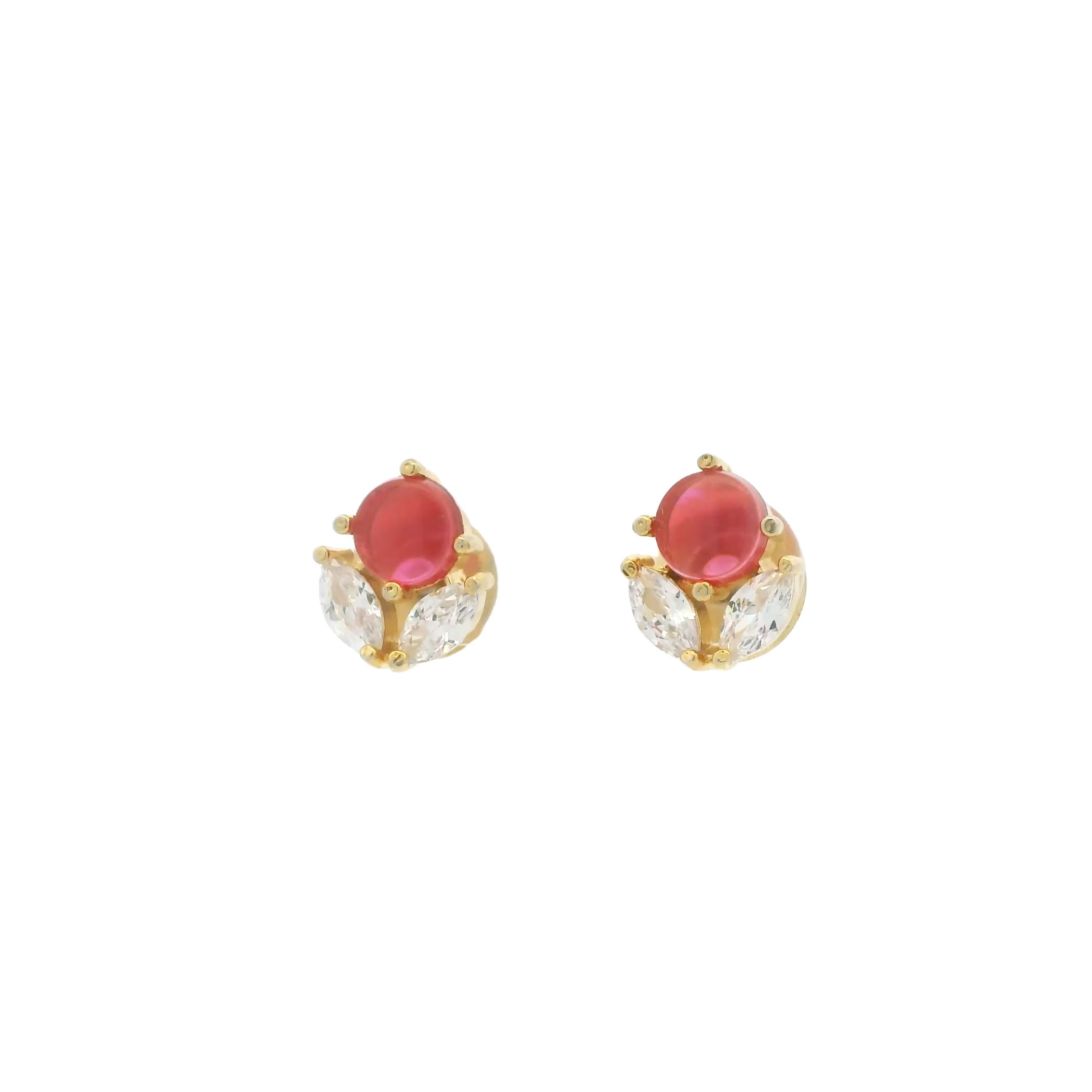 Gehna Jaipur Elegant Pink Tourmaline & Cubic Zirconia Gold Plated Earrings  For Girls & Women FE-1279