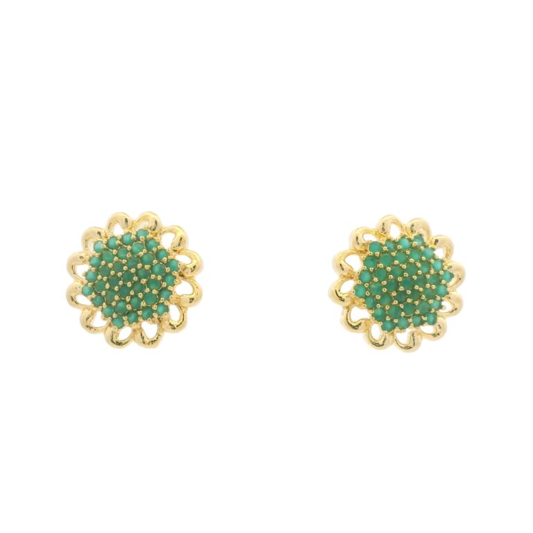 Gehna Jaipur Elegant Emerald Green Floral Earrings  For Girls & Women FE-1281