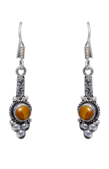 Gehna Jaipur Tiger Eye Color Stone Studded Earrings In German Silver  For Girls & Women GE01-1281