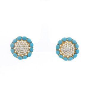 Gehna Jaipur Elegant Turquoise And Pearl Earrings  For Girls & Women FE-1282